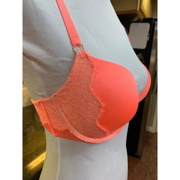 Victoria’s Secret Very Sexy Push-Up Front Closure Bra 32DD Bright Orange NWT - Picture 3 of 7